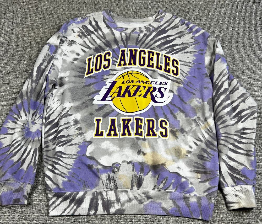 Los Angeles Lakers Tie Dye Sweatshirt Adult M Purple Gray NBA Crewneck